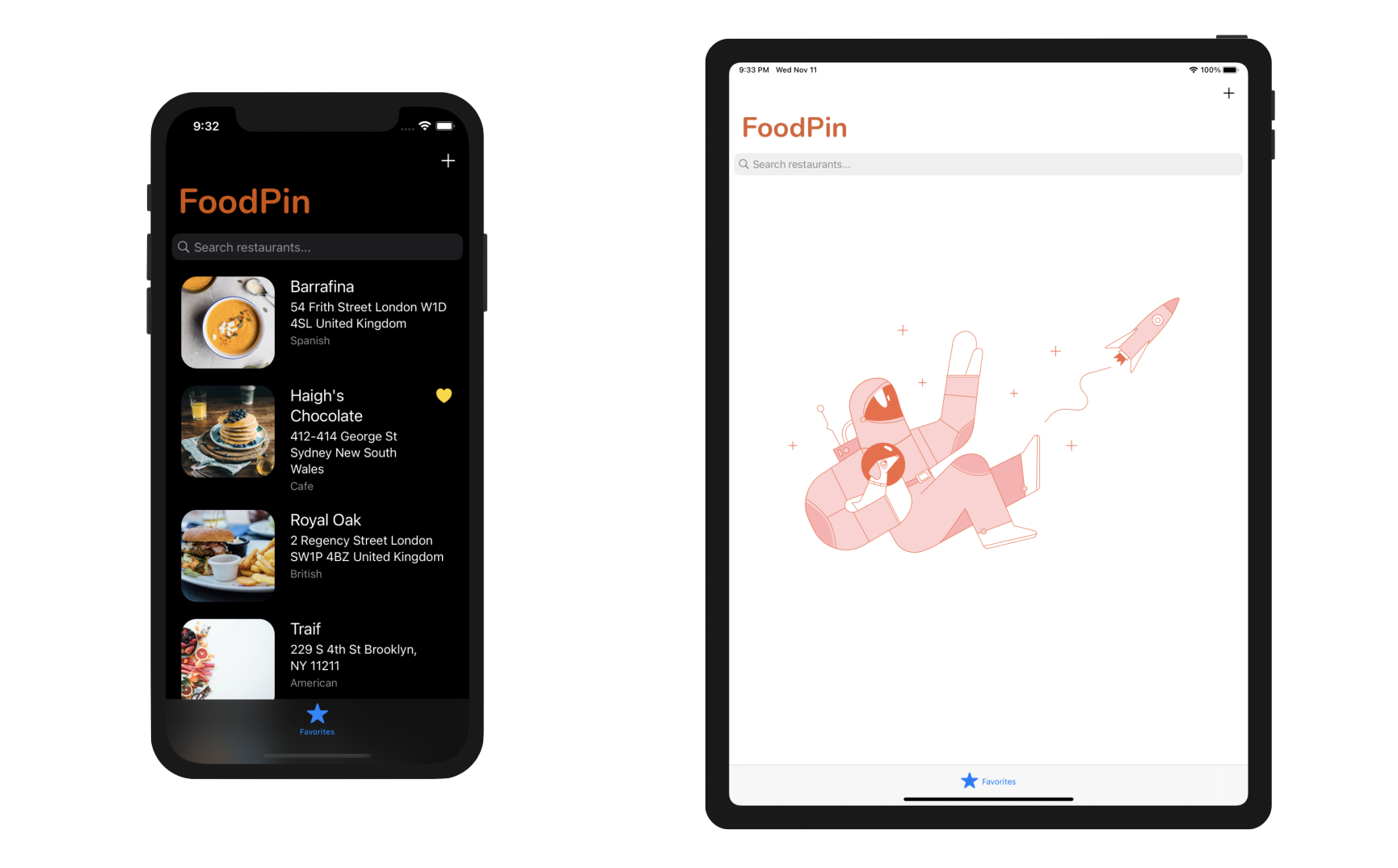 Figure 22-5. The FoodPin app now has a tab bar