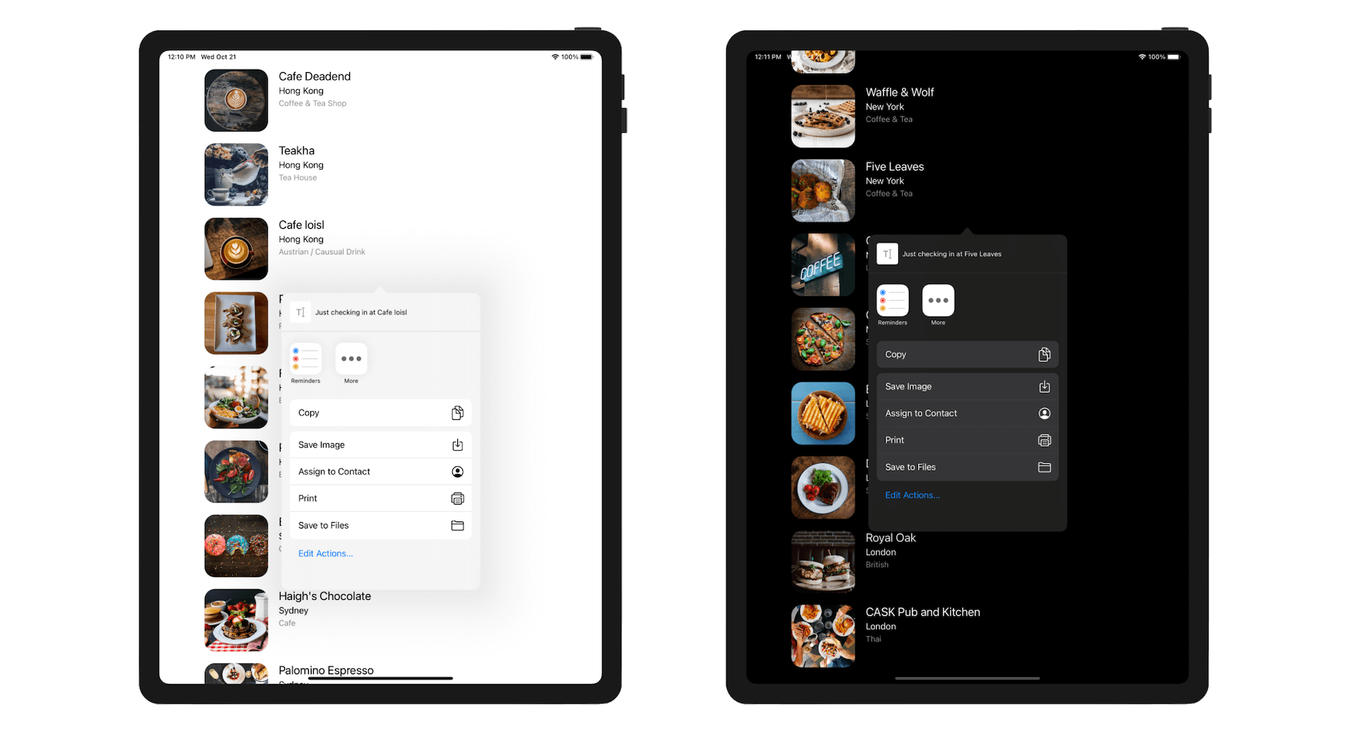 Figure 12-10. The share action shows a popover on iPad