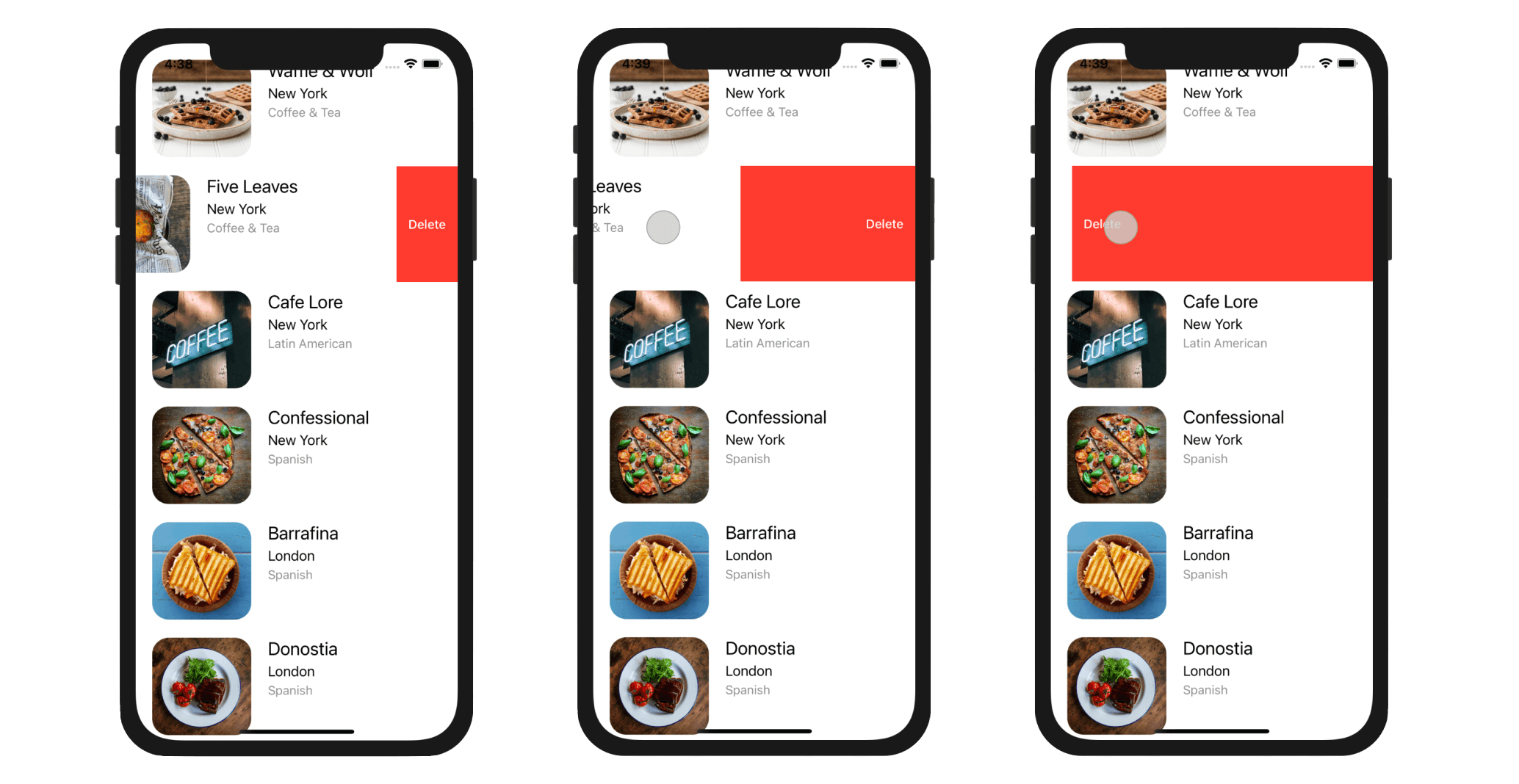 Figure 12-3. Swipe-to-delete feature