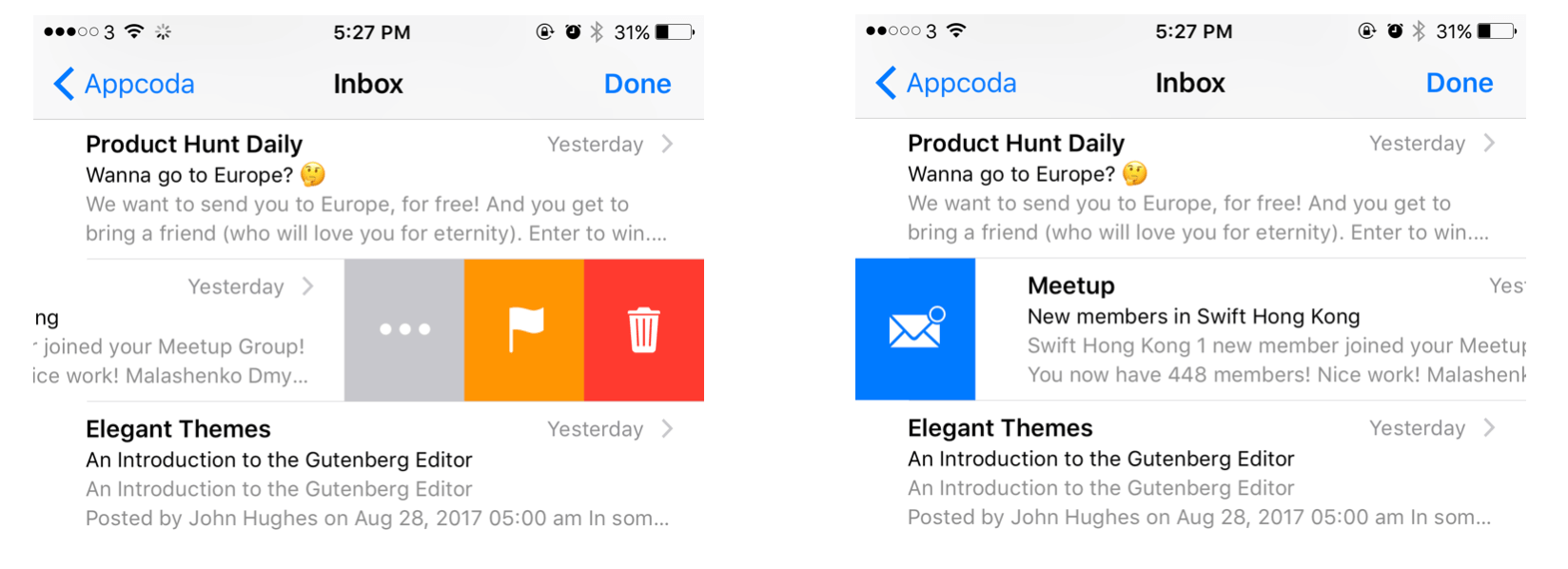 Figure 12-4. Swipe for more in the Mail app