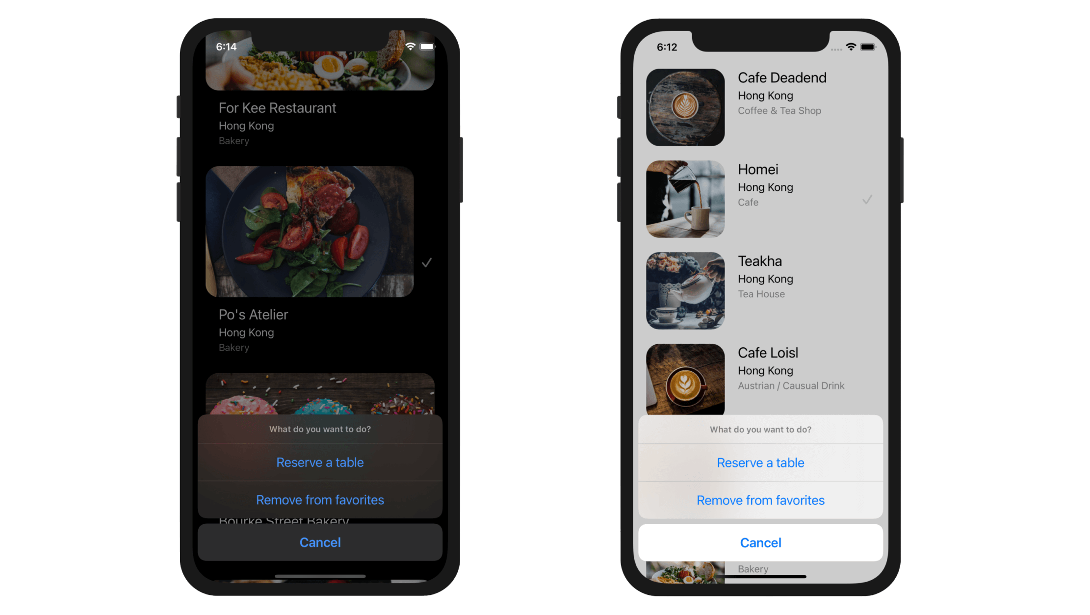 Figure 10-21. Removing a restaurant from favorites