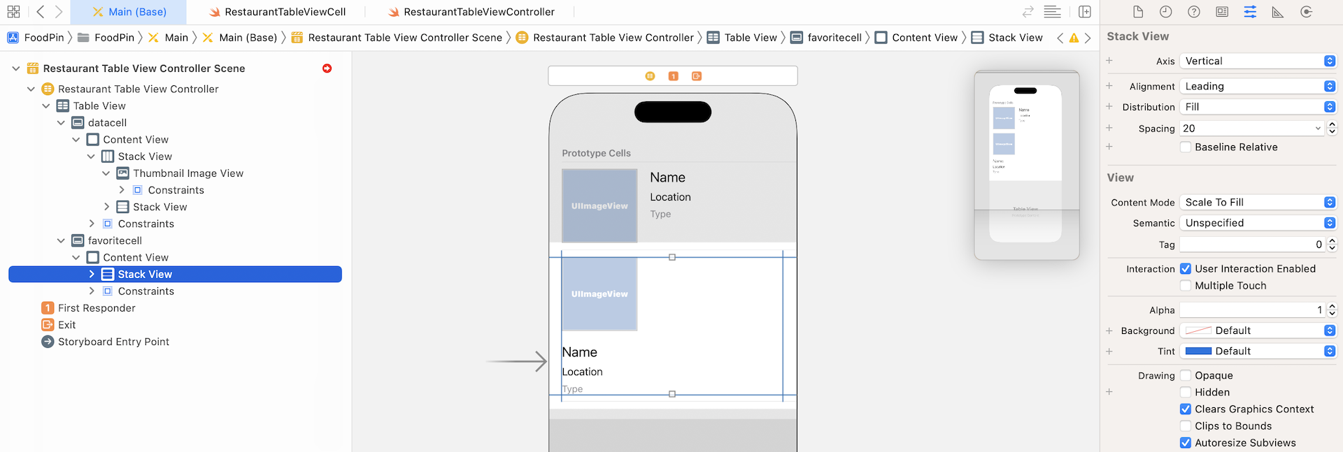 Figure 10-6. Changing the axis of the stack view