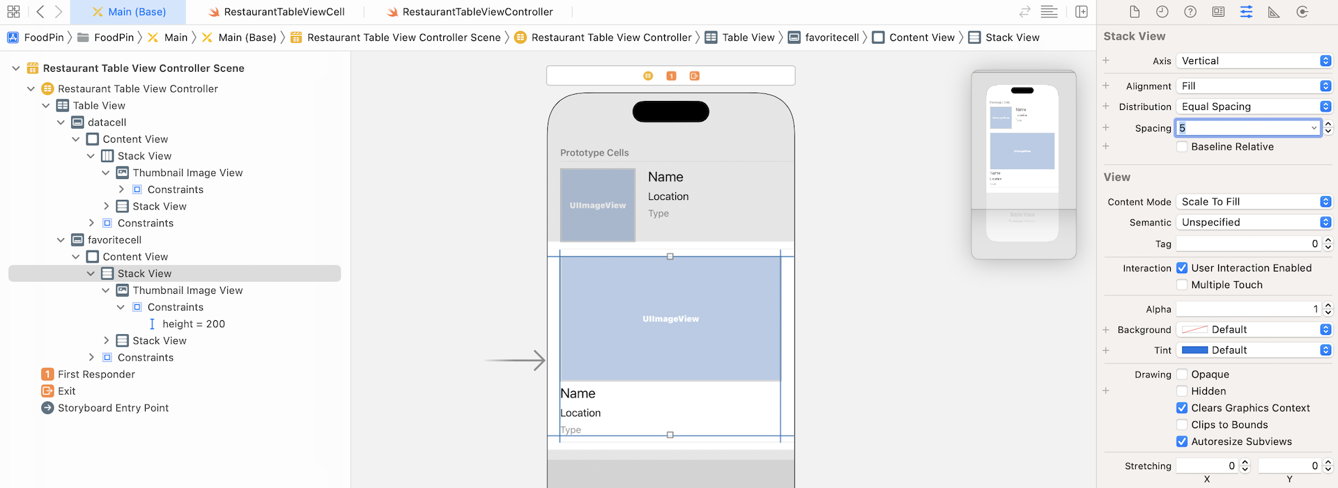 Figure 10-9. Changing the settings of the stack view