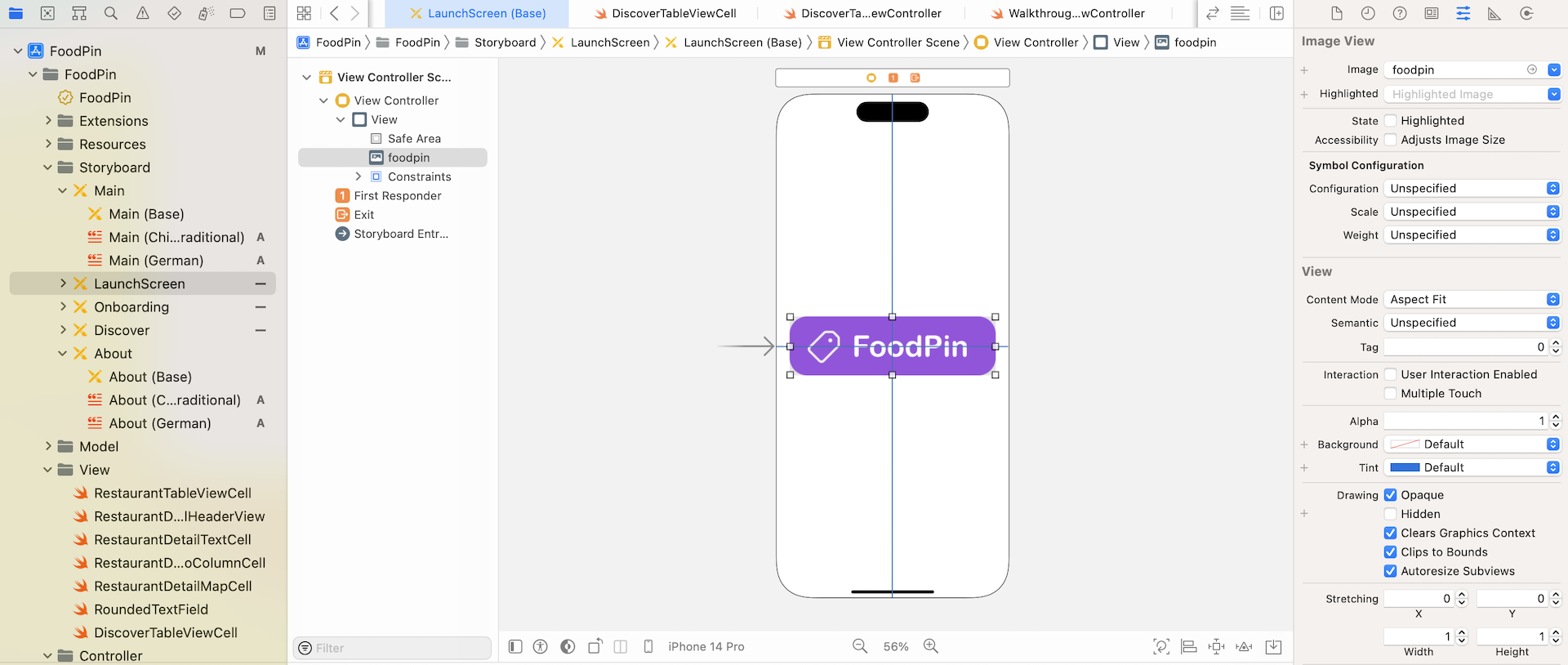 ￼Figure 27-10. LaunchScreen is set as the default launch screen file