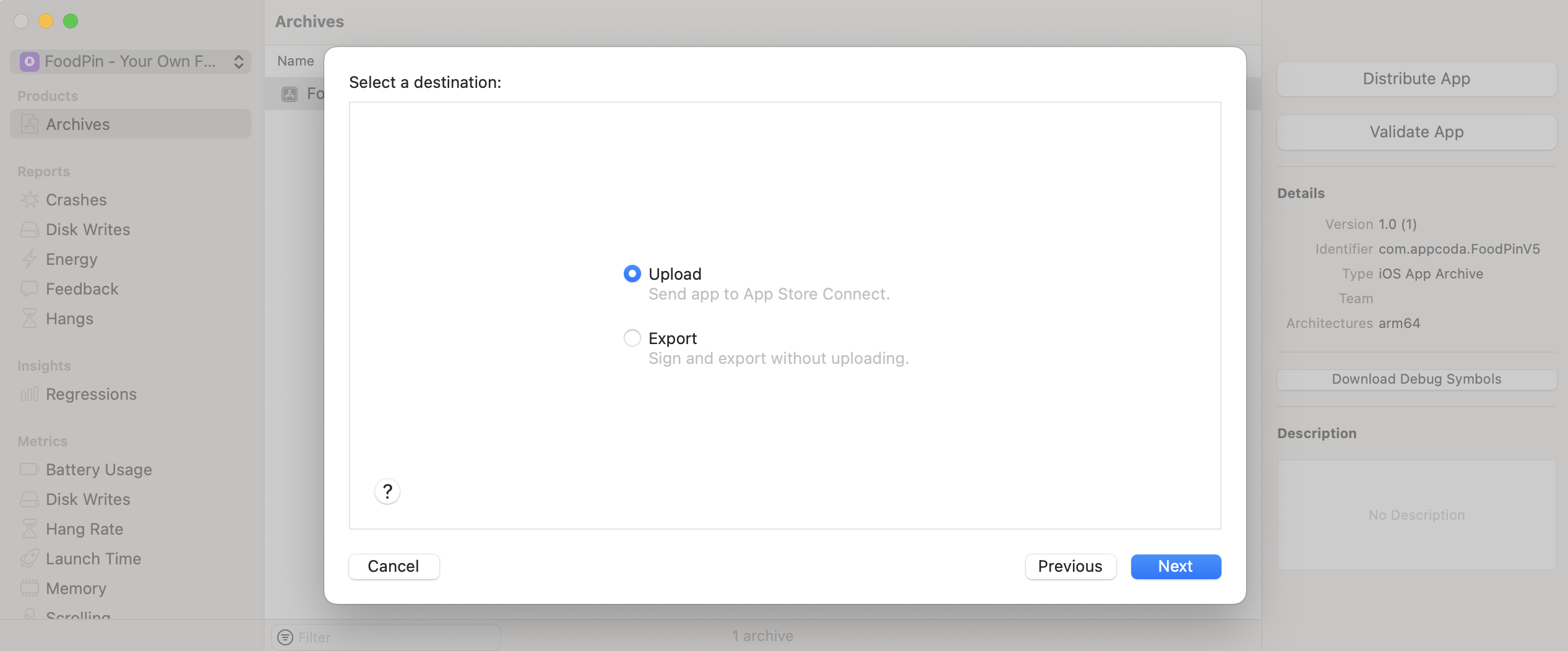 ￼Figure 27-15. Upload your app archive to App Store