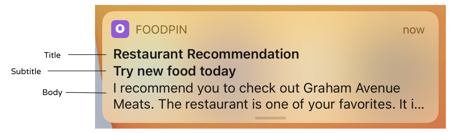 Figure 30-5. A standard notification in iOS 10/11