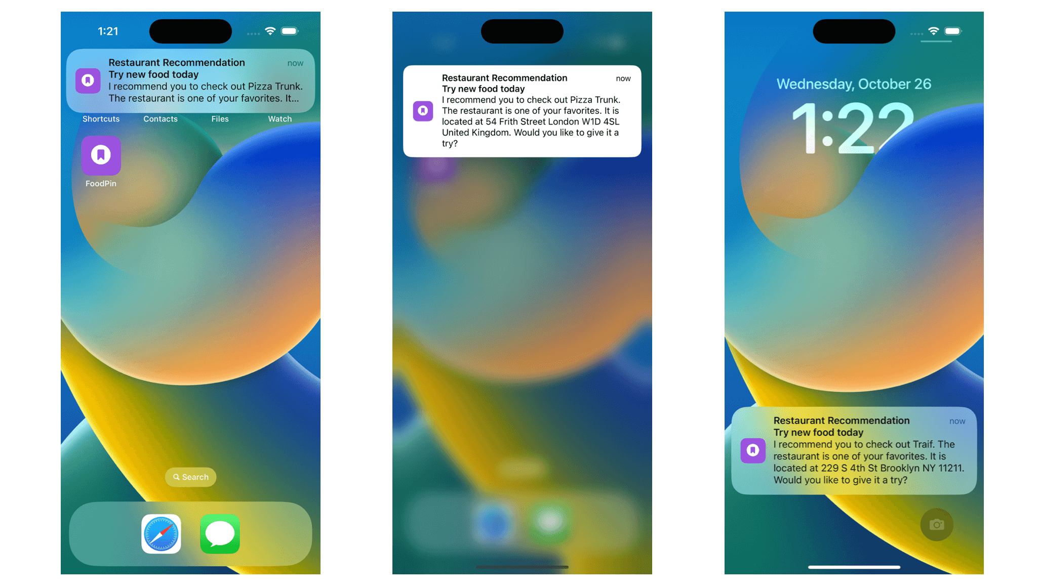 Figure 30-6. User notfications on home screen and lock screen