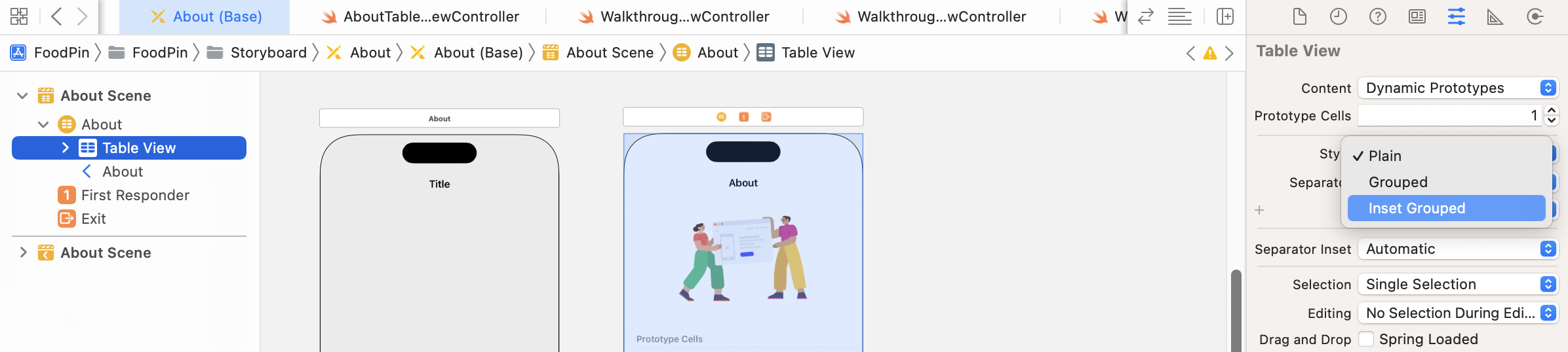 Figure 23-6. Editing the table view's style